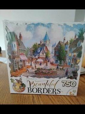 Beautiful Borders 750 Pc Puzzle Newbeary Plaza 27"X20" Cra-Z-Art by Dennis Lewan